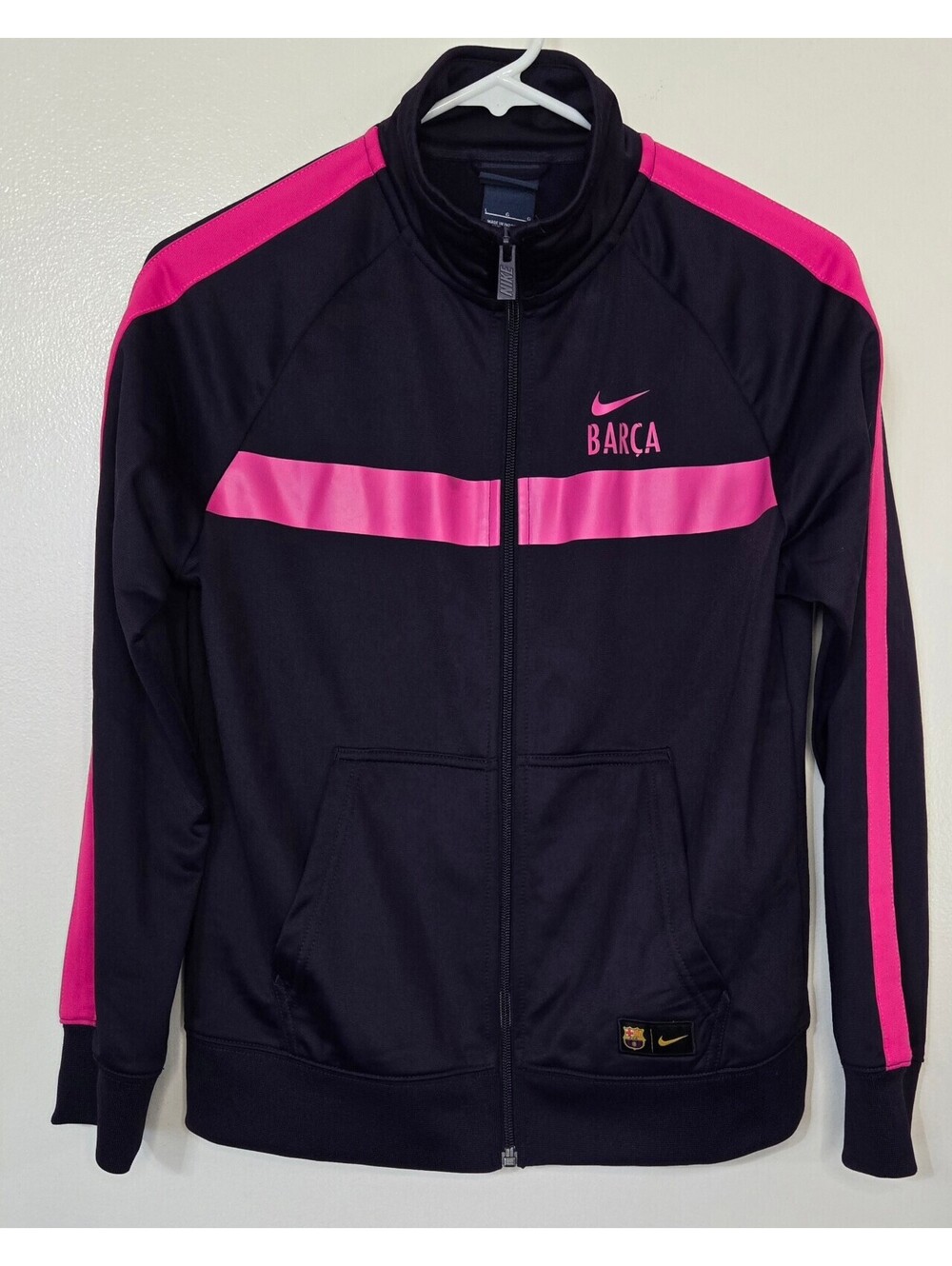 Nike FC Barcelona Barça Track Jacket 2016 Women's L Black Pink Full Zip